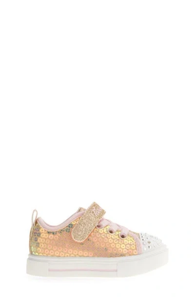 Skechers Kids' Twinkle Sparks Light-up Sneaker In Gold/pink