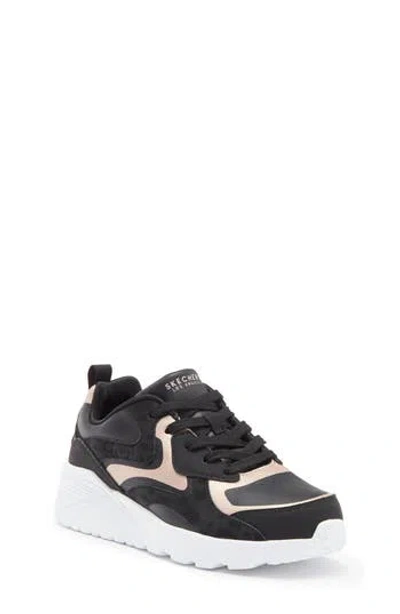 Skechers Kids' Uno Lite Sneaker In Black/rose Gold