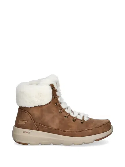 Skechers Lace-up Faux-fur Boots In Brown