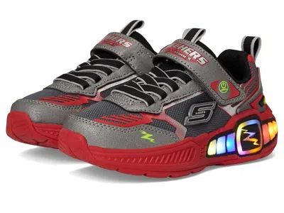 Skechers Light Storm 3 400151l (little Kid/big Kid) Boy's Shoes Gunmetal/red : 4 Big Kid M, Synthetic