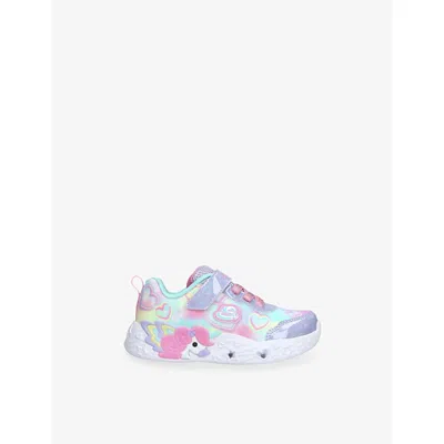 Skechers Lilac Kids' S-lights Unicorn Dreams Woven Trainers Eur 26 / 8.5 Uk In Multi