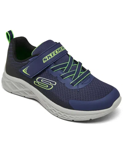 Skechers Kids' Little Boys Microspec Ii In Navy,black,lime