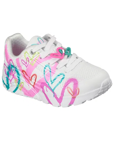 Skechers X James Goldcrown-uno Lite - Flutter Hearts 314965l (little Kid/big Kid) Girl's Shoes White In Multi