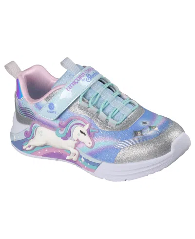 Skechers Kids' Little Girls S-lights: Unicorn Chaser Stay-put Closure Light-up Casual Sneakers From Finish Line In Multi