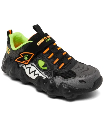 Skechers Little Kid's Skech-o-saurus- Rapid-dino Light-up Fastening Strap Casual Sneakers From Finish Line In Black,multi