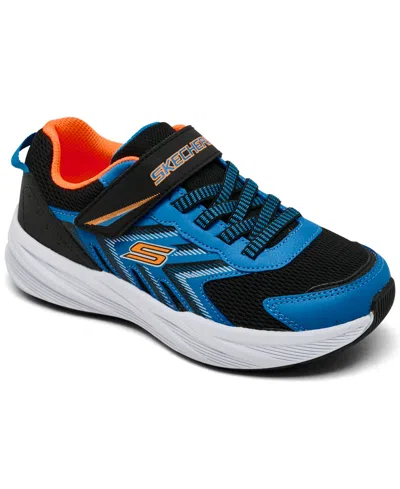 Skechers Little Kids Microspec Tread Fastening Strap Casual Sneakers From Finish Line In Blue