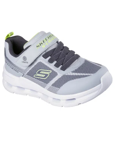 Skechers Little Kids S-lights: Glide-step Lights Light-up Fastening Strap Casual Sneakers From Finish Line In Gray