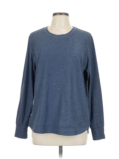 Pre-owned Skechers Long Sleeve Top Blue Crew Neck Tops