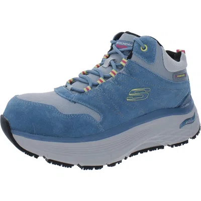 Skechers Max Cushioning Arch Fit Womens Suede Composite Toe Work & Safety Boots In Blue