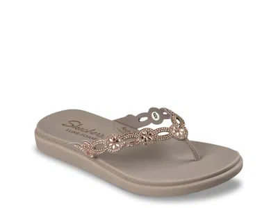 Skechers Meditation Luxe Dazzling Forever Flip Flop In Taupe