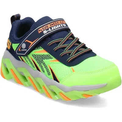 Skechers Mega-surge 2.0 400165l-lmnv Kids Lime Navy Light Up Shoes Htat892 In Green