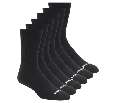 Skechers Men's 6 Pack Large Core Crew Socks In Black