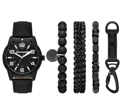 Skechers Men's Black Bracelets Tool Watch Set |