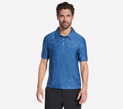 Skechers Men's Go Dri All Day Printed Polo T-shirt In Blue