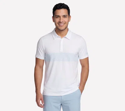 Skechers Men's Go Dri Charge Palm Stripe Polo T-shirt In White