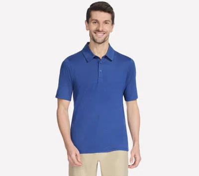 Skechers Men's Go Golf Go Dri All Day Stripe Polo T-shirt In Blue