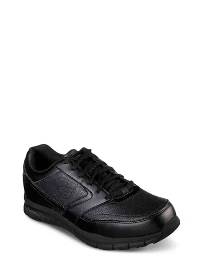 Skechers Men's Lace Up Work Sneaker Shoes In Black