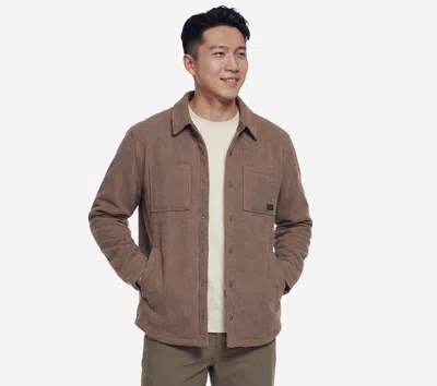 Skechers Men's Sherpa Lined Quilted Jacket In Brown