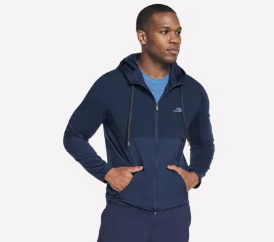Skechers Men's Skech-knits Ultra Go Weekend Full Zip Hoodie In Blue