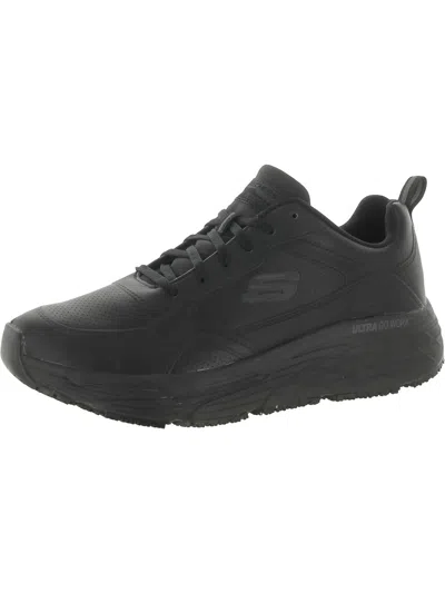 Skechers Mens Faux Leather Slip-resistant Work And Safety Shoes In Black