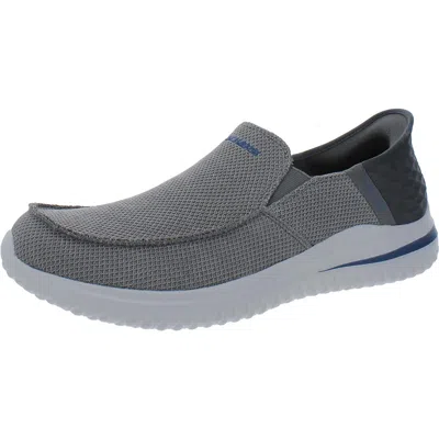 Skechers Mens Knit Slip On Loafers In Gray