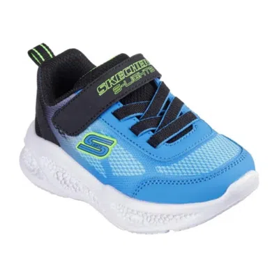 Skechers Kids'  Meteor Lights Boys Infant Sports Trainers Colour: Ccgy Charcoal/grey T, Size: 8.5 / 26 In Black/blue