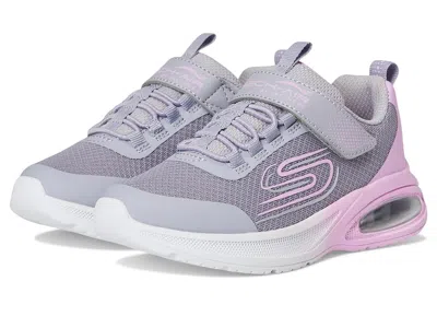 Skechers Microspec Max Advance - Fly 3 303595l (little Kid/big Kid) Girls Shoes Grey/lavendar : 1 Little Kid  In Purple
