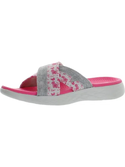 Skechers On The Go 600-blooms Womens Open Toe Floral Wedge
