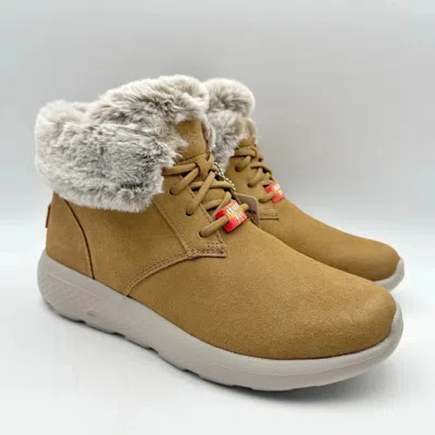 Skechers On The Go City Women Brown Suede Faux Fur Lined Winter Boot Zap2509 In Animal Print