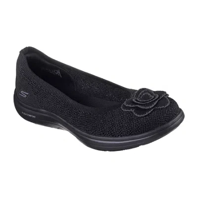 Skechers On The Go Flex Radiant Flora Womens Round Closed Toe Ballet Flats In Black