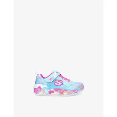SKECHERS PALE BLUE KIDS' ETERNAL HEART LIGHTS WOVEN LOW-TOP LIGHT-UP TRAINERS EUR 31 / 12.5 UK