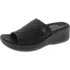 Skechers Pier Lite Bamboo Womens Slip On Open Toe Wedge Sandals In Black