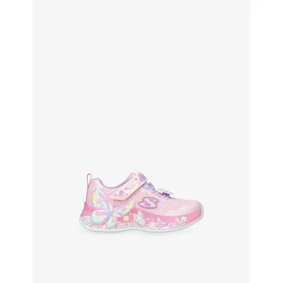 Skechers Pink Kids' Butterfly Bliss Woven Light-up Trainers Eur 28 / 10 Uk In Multi