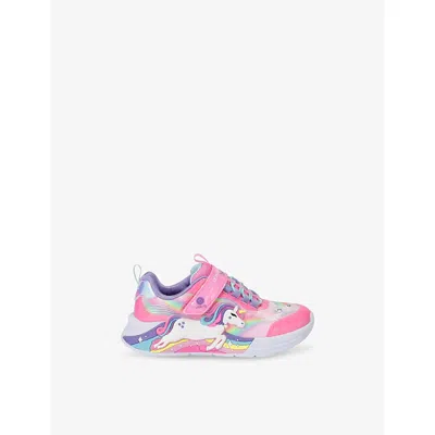 Skechers Pink Kids' Unicorn Chaser Light-up Woven Low-top Trainers Eur 32 / 13 Uk