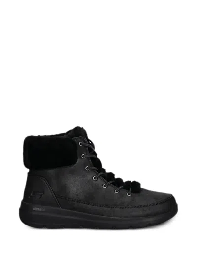 Skechers Pompom Fur Boots In Black