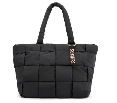 Skechers Quilted Checkered Shopper Bag In Black