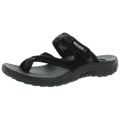 Skechers Reggage-trailway Womens Leather Embroidered Sport Sandals In Black