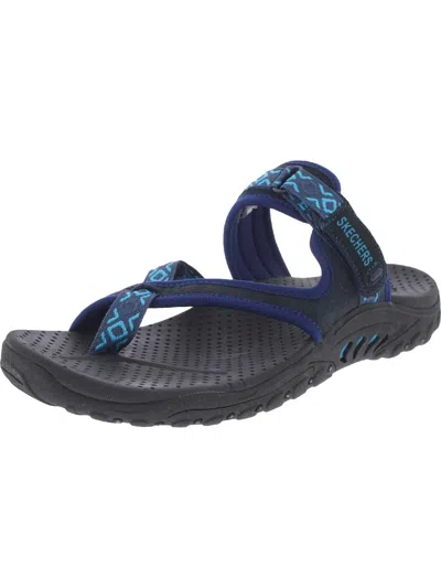Skechers Reggage-trailway Womens Leather Embroidered Sport Sandals In Blue