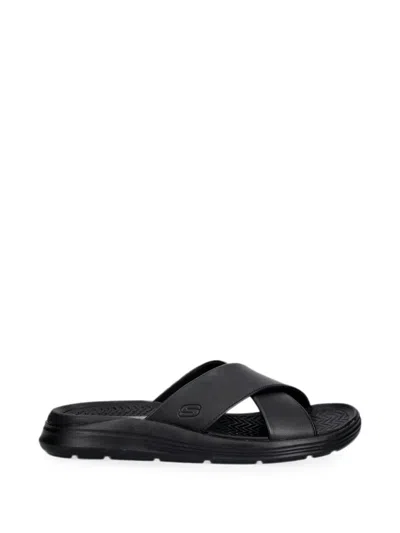 Skechers Relaxed Fit Sargo Denal Crossover-strap Sandals In Black