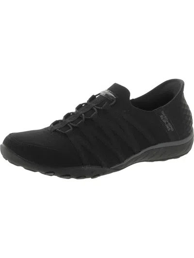 Skechers Roll With Me Womens Slip On Fashion Slip-on Sneakers In Black