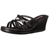 Skechers Rumblers-wild Child Womens Strappy Slide Wedge Sandals In Black
