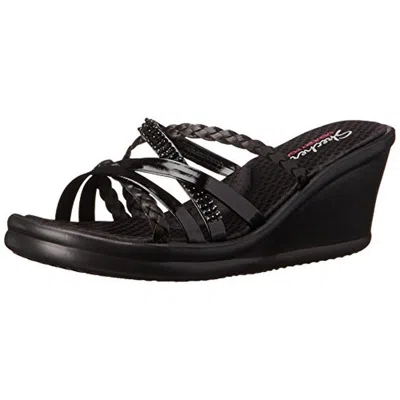 Skechers Rumblers-wild Child Womens Strappy Slide Wedge Sandals In Black