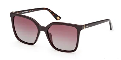 Skechers Se00168 Polarized 47h Occhiali Da Sole Marroni Per Donna In Burgundy