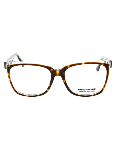 Skechers Se2188 Eyeglasses In 056 - Havana/other/clear Demo Lens