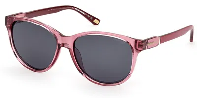 Skechers Se6296 Polarized 69d Women's Sunglasses Burgundy Size 55 In Pink