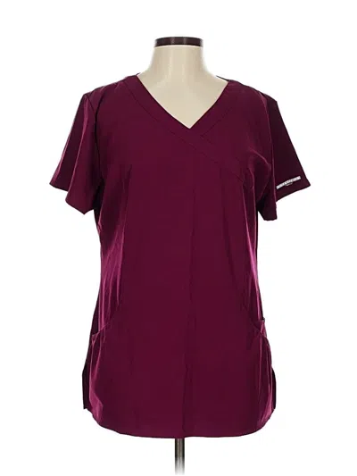 Pre-owned Skechers Short Sleeve Blouse In Burgundy