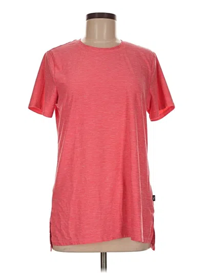 Pre-owned Skechers Short Sleeve Top Red Solid Pattern Crew Neck Tops