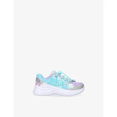 SKECHERS SILVER KIDS' DREAM RACER WOVEN LOW-TOP TRAINERS EUR 36 /3.5 UK