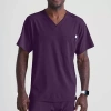 Skechers Sk0112 Structure 1-pocket Mens Big And Tall V Neck Short Sleeve Tag Free Stretch Fabric Moisture Wic In Purple