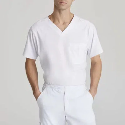 Skechers Sk0112 Structure 1-pocket Mens Big And Tall V Neck Short Sleeve Tag Free Stretch Fabric Moisture Wic In White